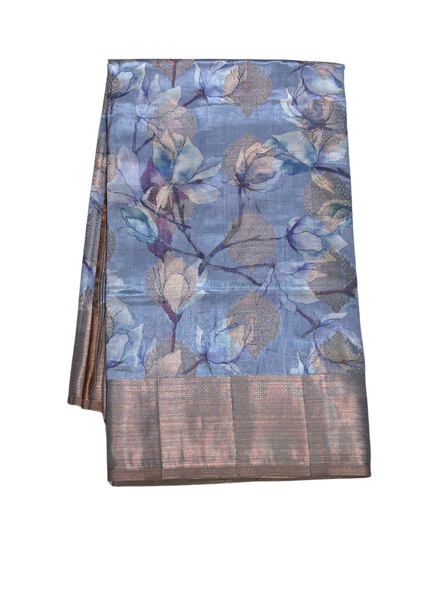 Pastel Blue - Floral Saree