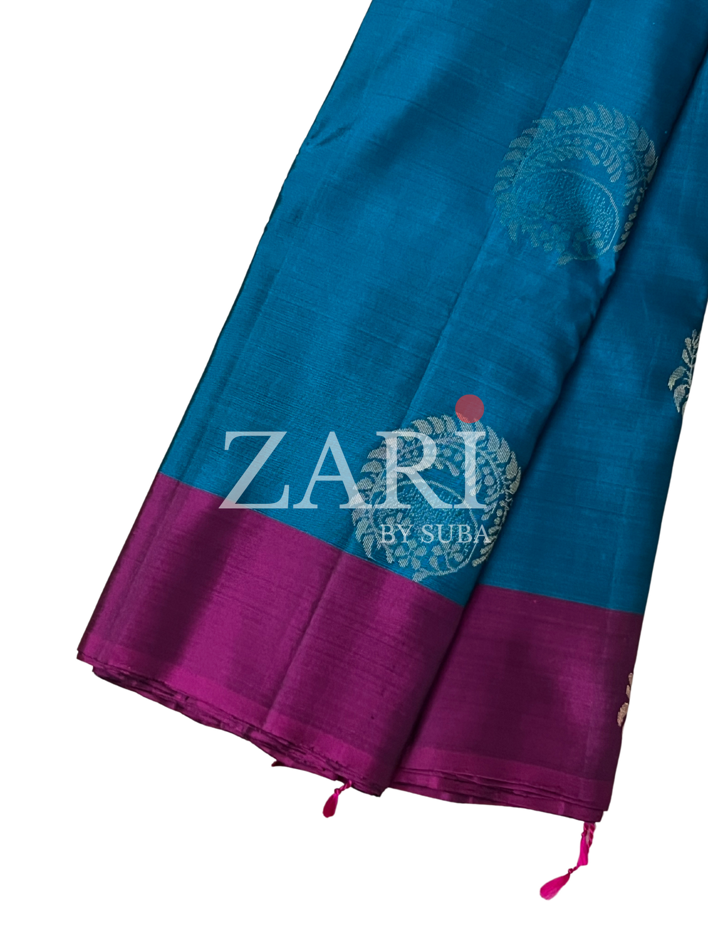 Peacock Blue and Pink - Pure Kanchipuram Soft Silk Saree