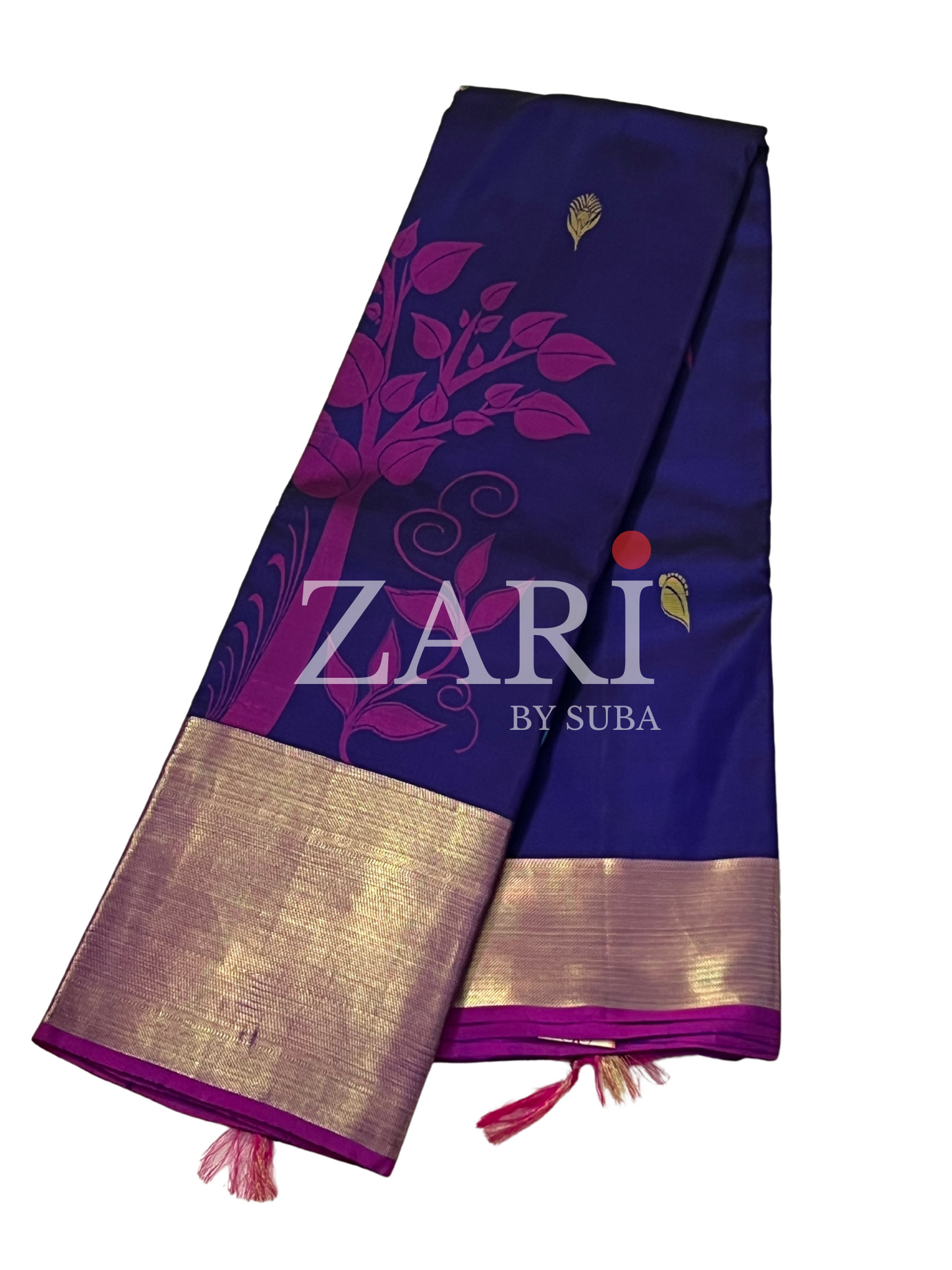 Purple and Pink - Deer - Pure Kanchipuram Soft Silk Saree