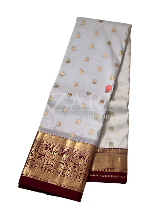 White and Red - Pure Kanchipuram Silk Saree