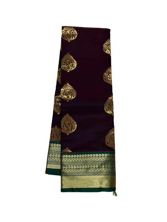 Brown and Green - Kanchi Cotton Saree