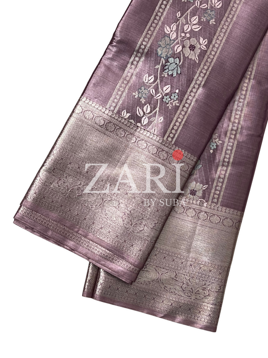 Pastel Purple - Meena - Pure Kanchipuram Designer Tissue Silk Saree