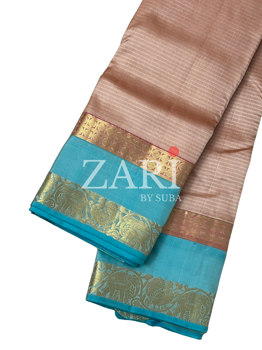 Biscuit color - Gap Border - Pure Kanchipuram Silk Saree