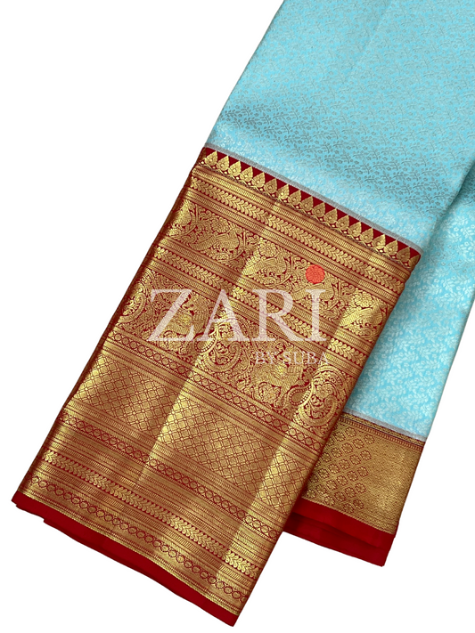 Blue and Red - Pure Kanchipuram Silk Saree