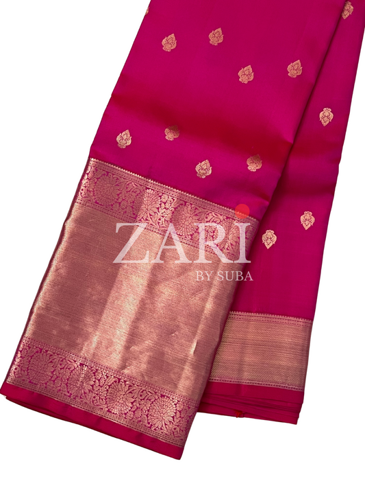 Hot Pink and Gold - Pure Kanchipuram Soft Silk Saree