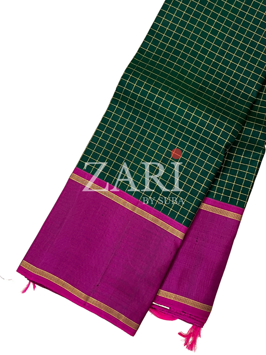 Green - Kattam - Pure Kanchipuram Silk Saree