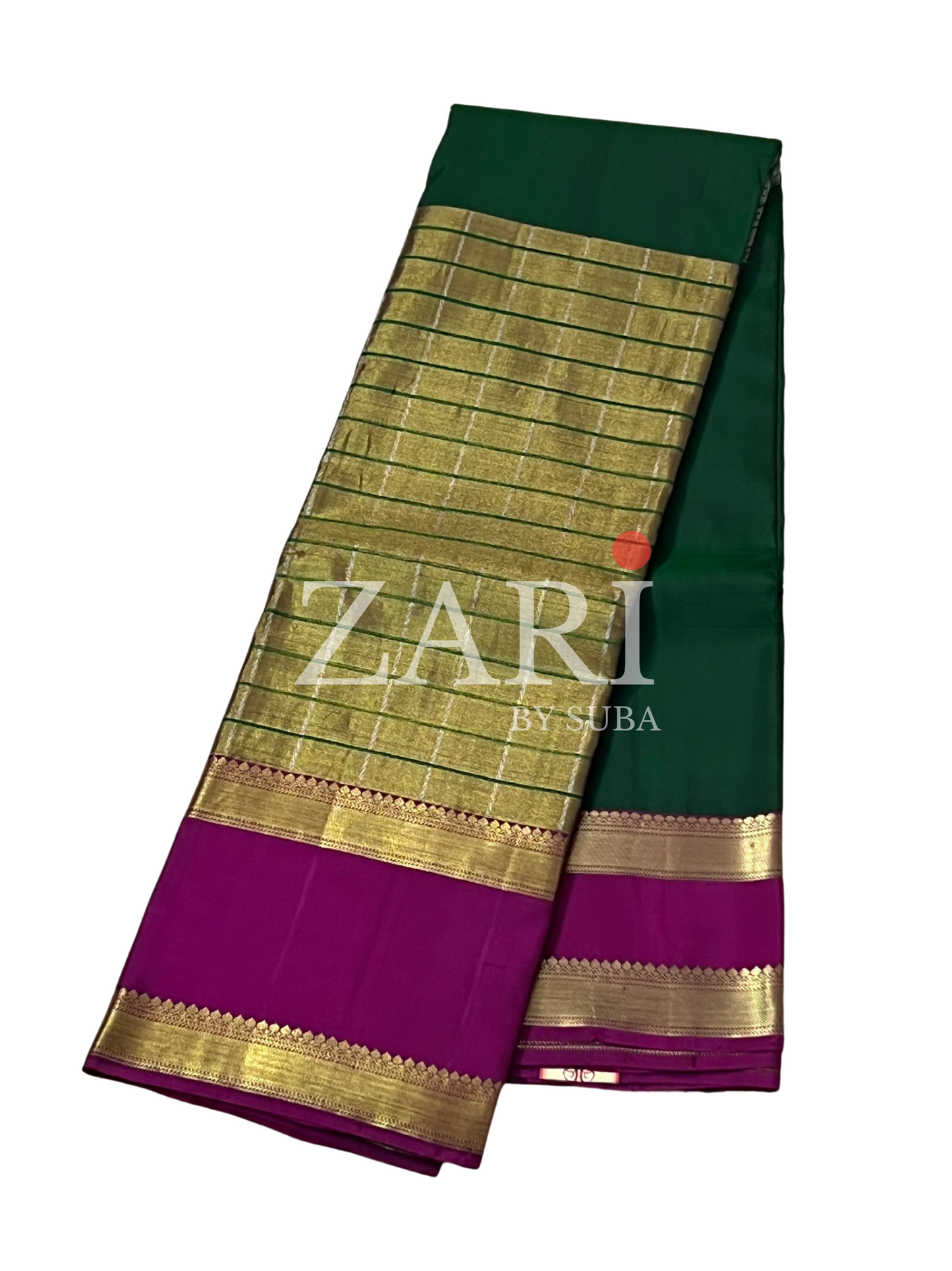 Green - Half and Half - Pure Kanchipuram Silk Saree