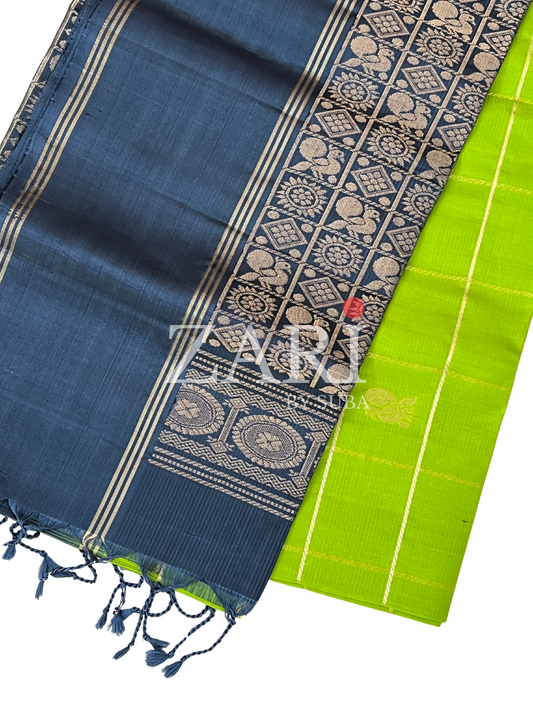 Green and Grey - Pure Kanchipuram Silk Saree