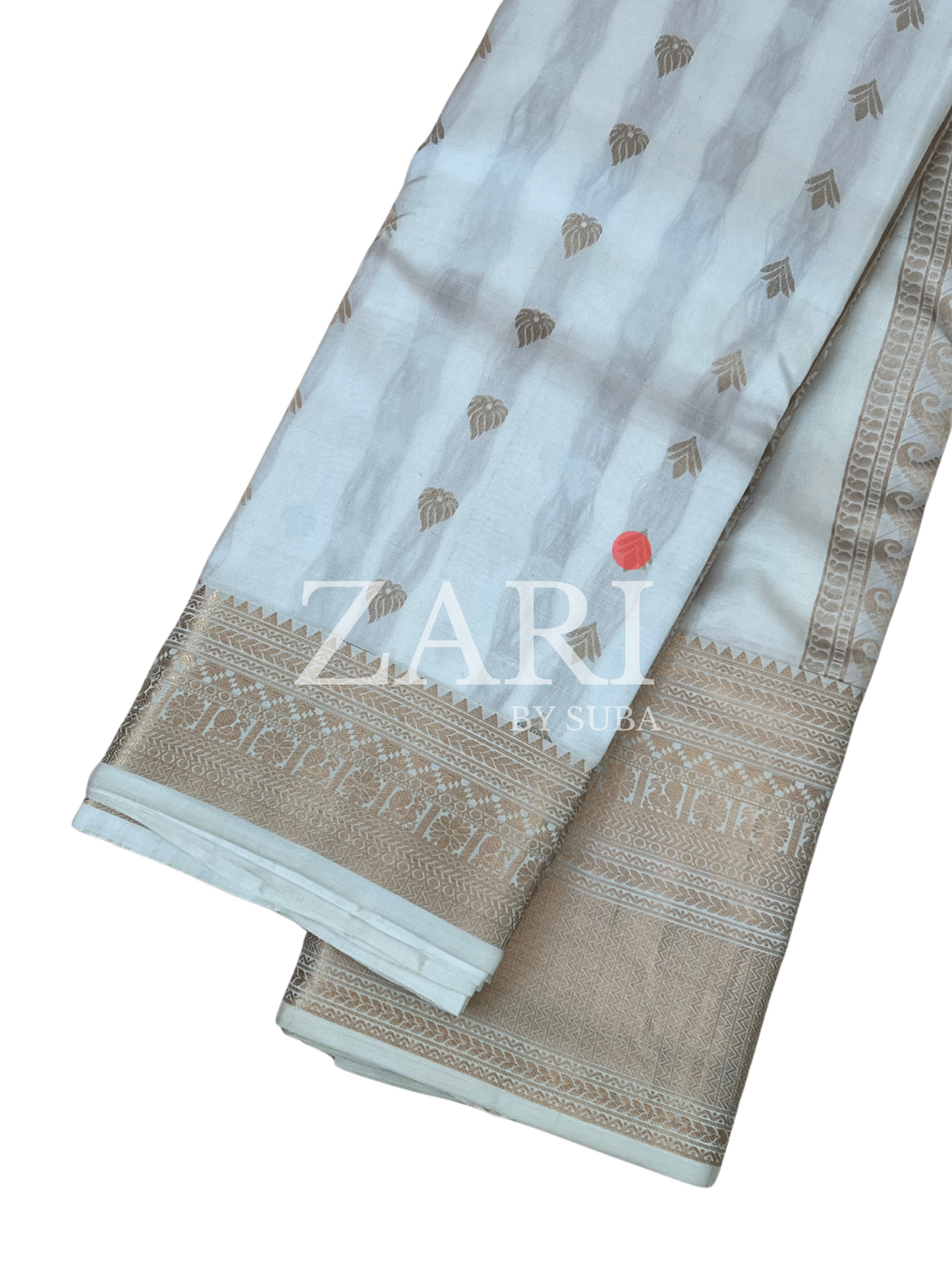 Off White and Gold - Pure Kanchipuram Silk Saree