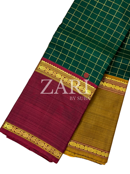 Green Kattam - Ganga Jamuna - Pure Kanchipuram Silk Saree