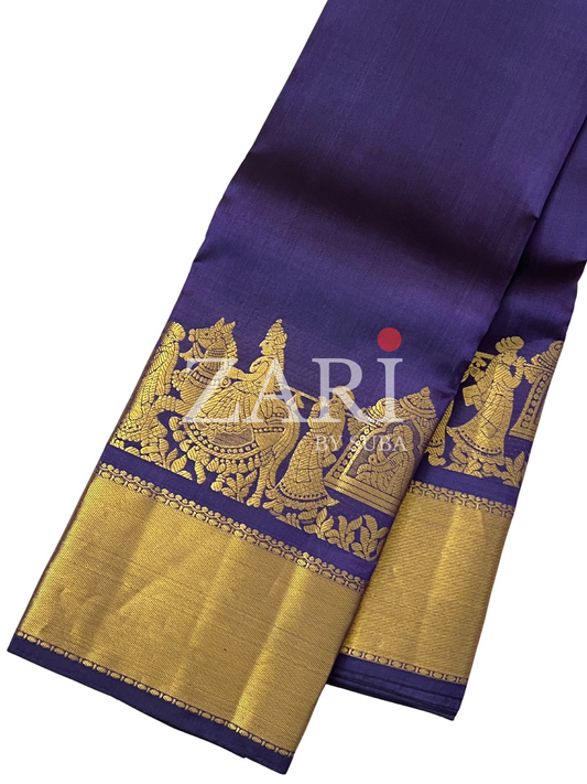 Purple - Pallaku - Pure Kanchipuram Silk Saree