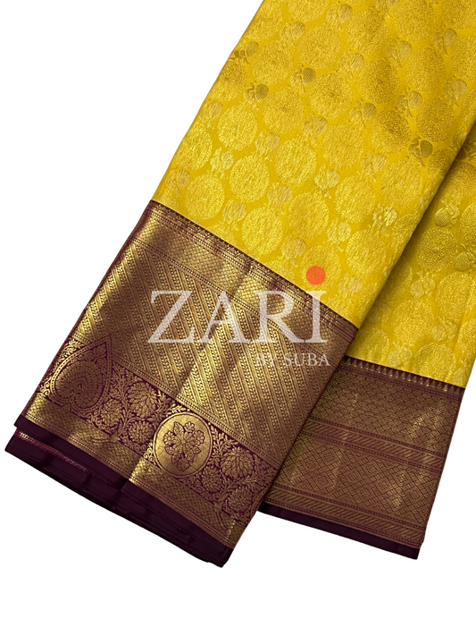 Yellow and Purple - Pure Kanchipuram Silk Saree