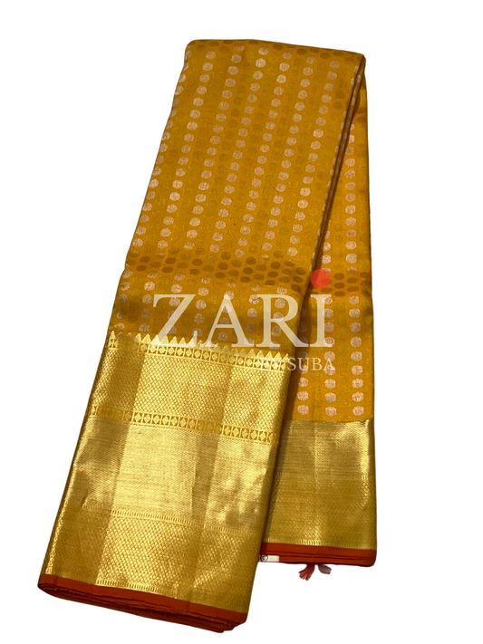 Yellow and Red - 1000 Buttas - Pure Kanchipuram Silk Saree