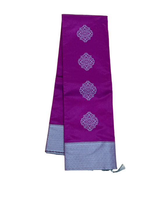 Purple - Thread Work - Cotton Saree