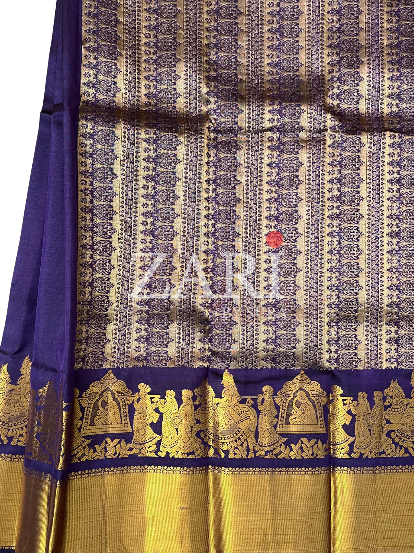 Purple - Pallaku - Pure Kanchipuram Silk Saree