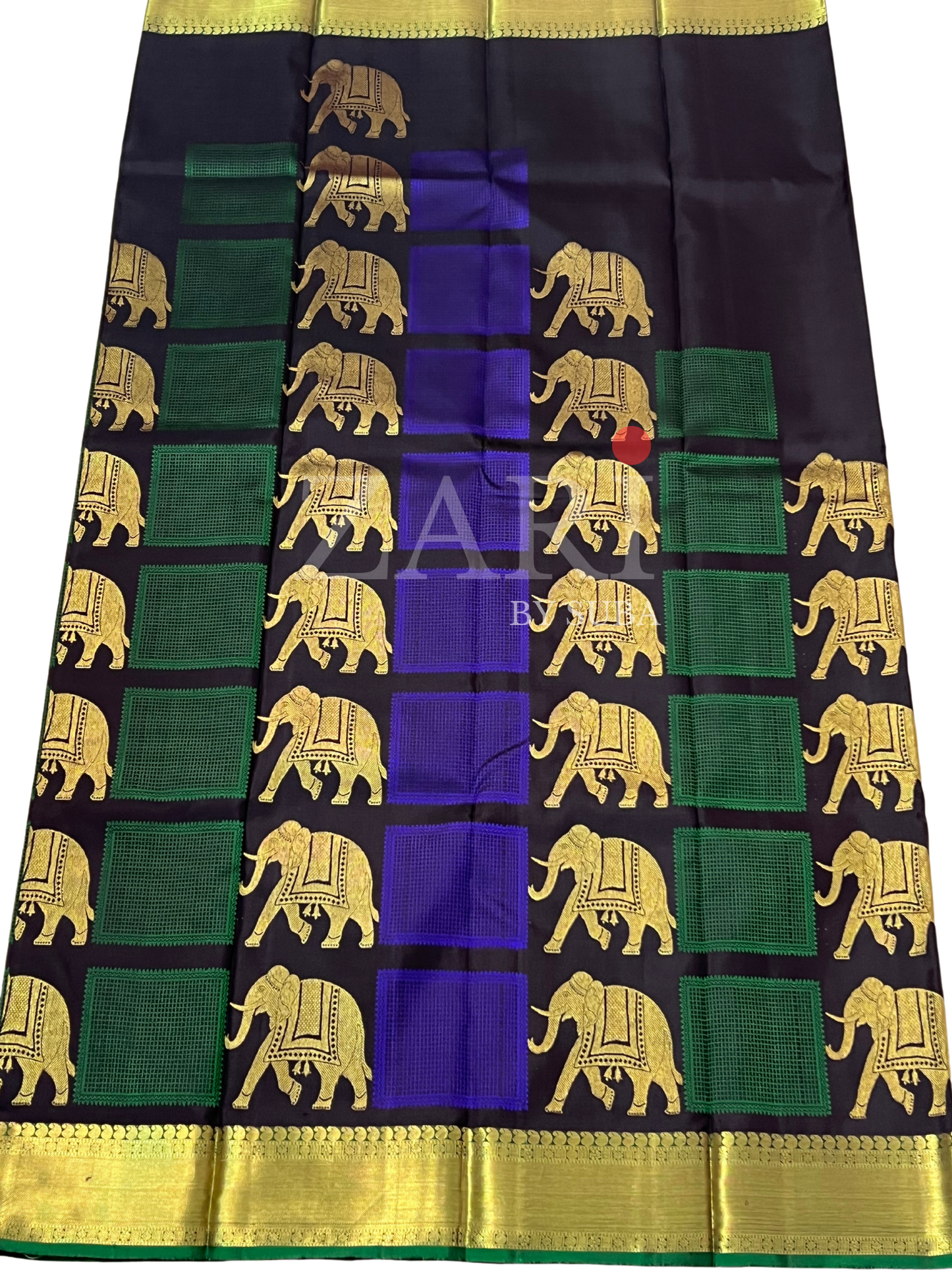 Black - Varana - Pure Kanchipuram Silk Saree