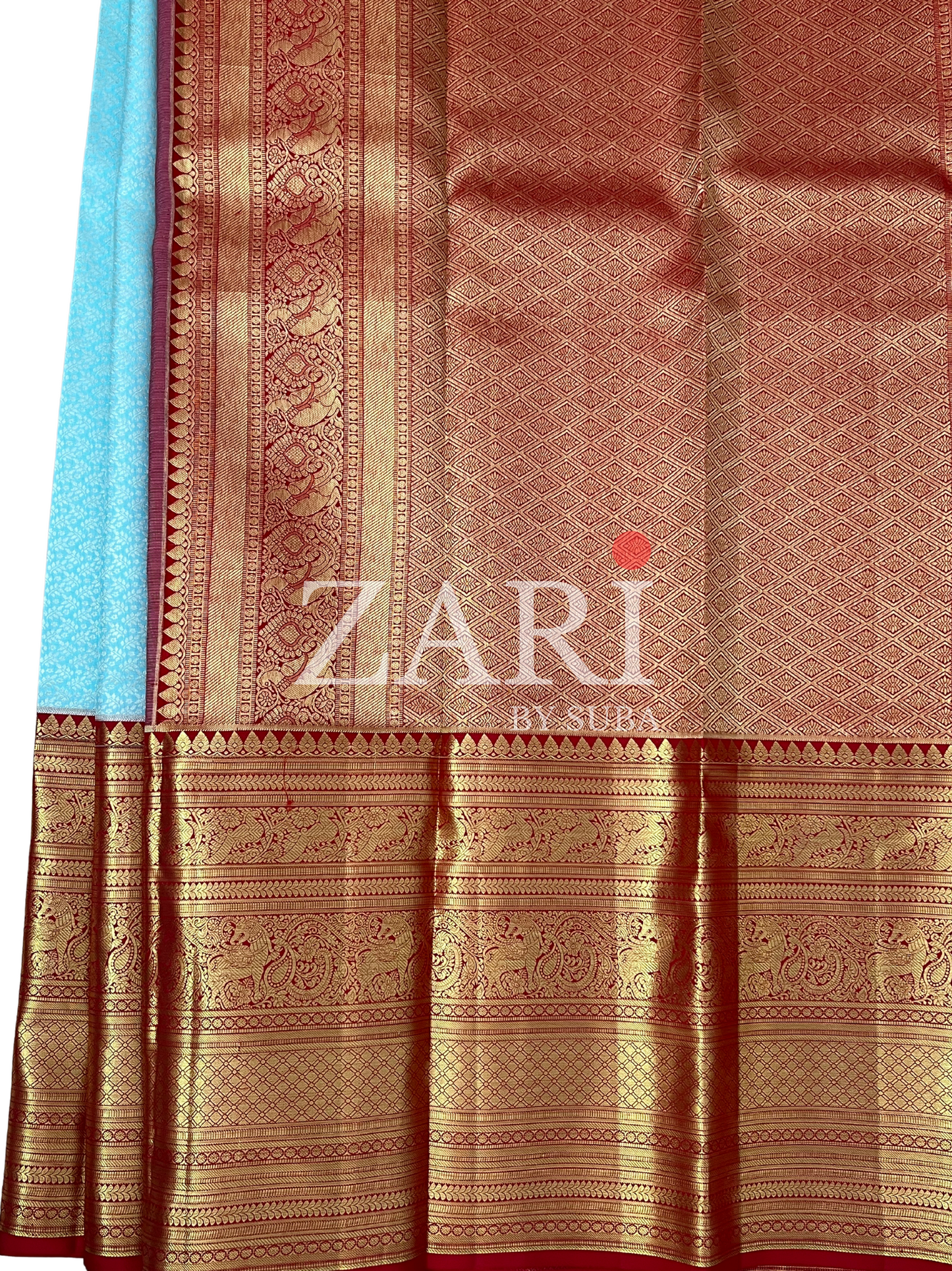 Blue and Red - Pure Kanchipuram Silk Saree