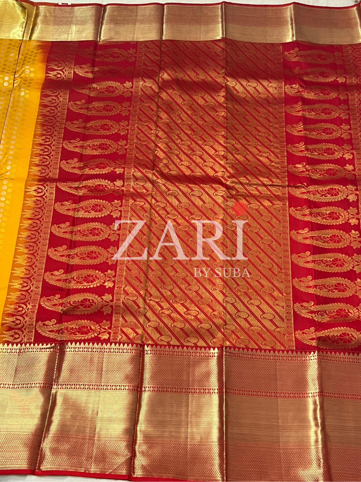 Yellow and Red - 1000 Buttas - Pure Kanchipuram Silk Saree