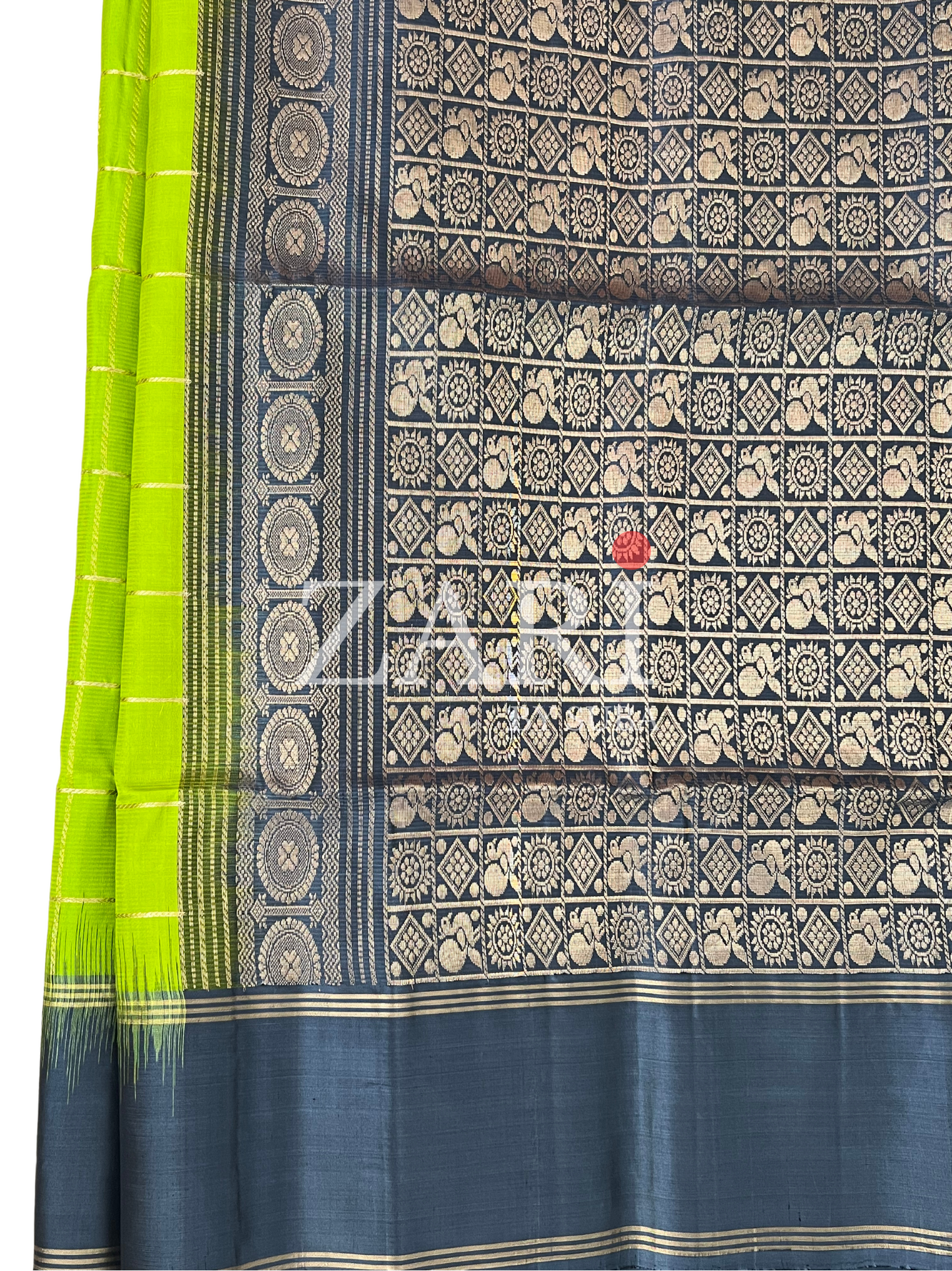 Green and Grey - Pure Kanchipuram Silk Saree