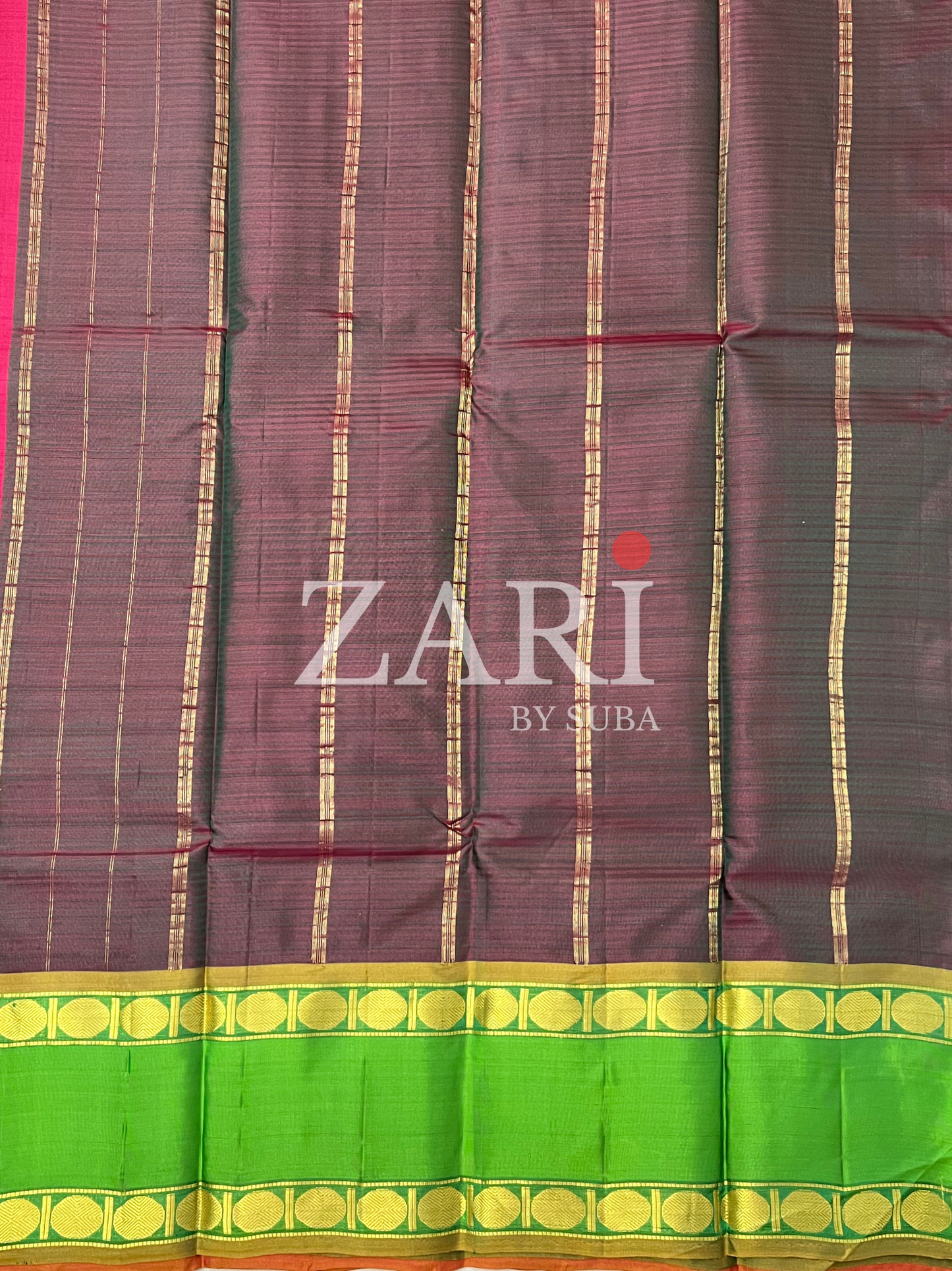 Red and Green - Gap Border - Pure Kanchipuram Silk Saree