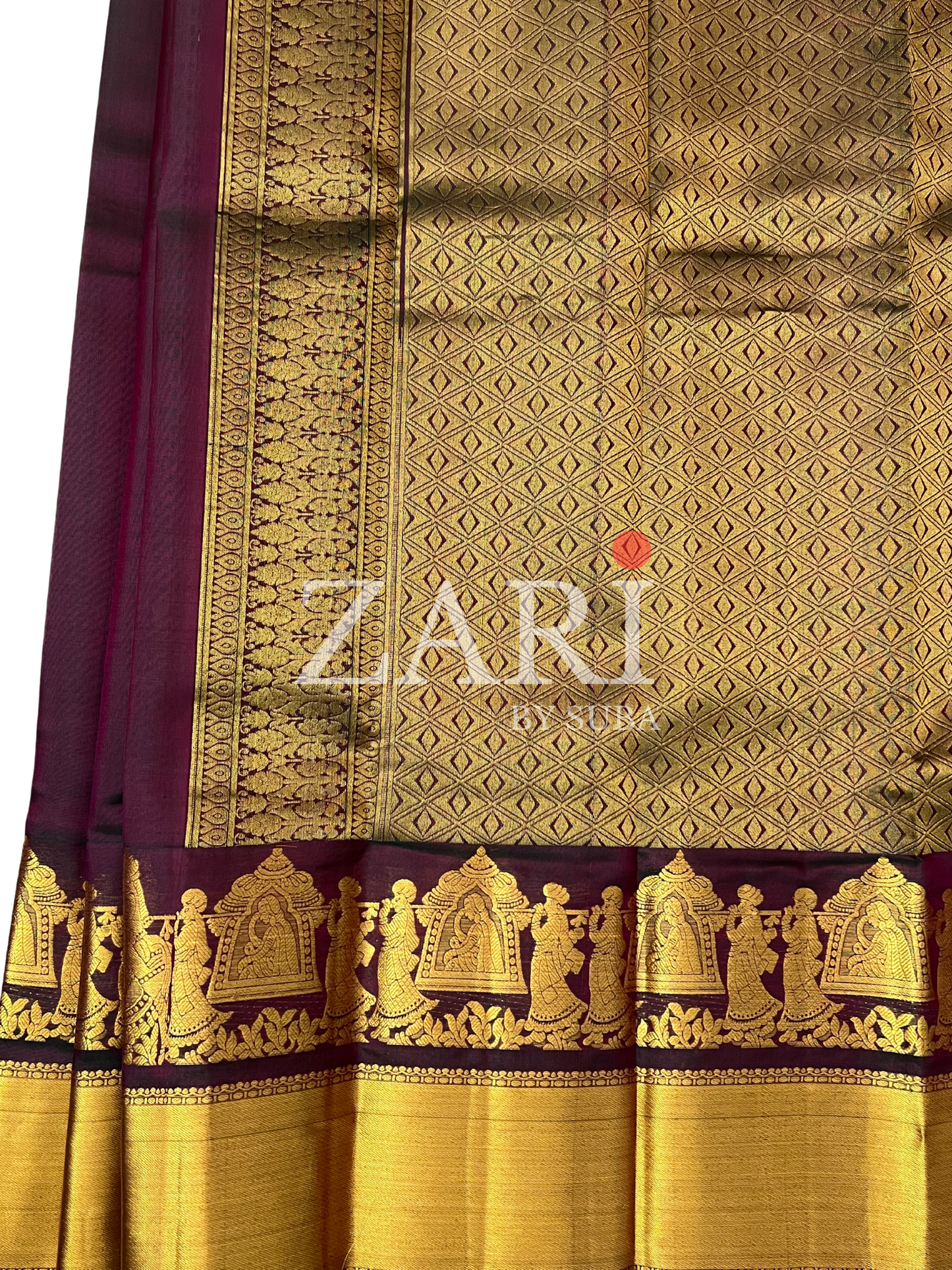 Maroon (Dual tone) - Pallaku - Pure Kanchipuram Silk Saree