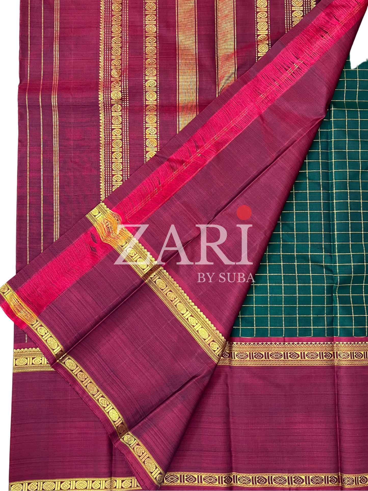 Green Kattam - Ganga Jamuna - Pure Kanchipuram Silk Saree