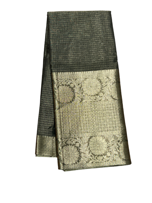 Black and Gold - Semi Kanchi Tissue Saree