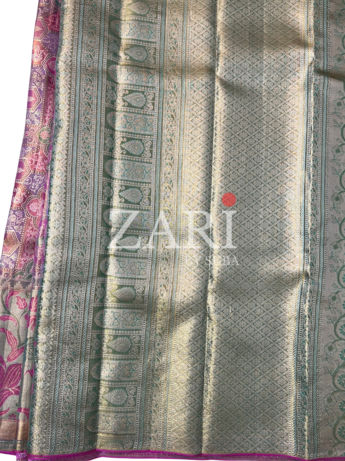 Pastel Pink and Purple  - Meena - Pure Kanchipuram Designer Tissue Silk Saree