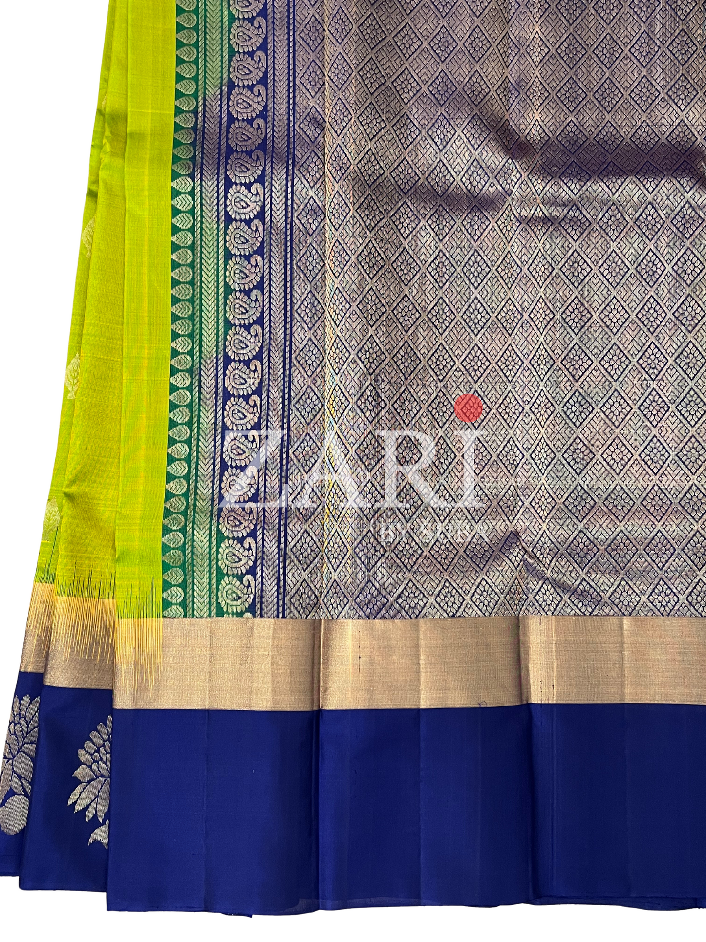 Green and Blue - Pure Kanchipuram Soft Silk Saree