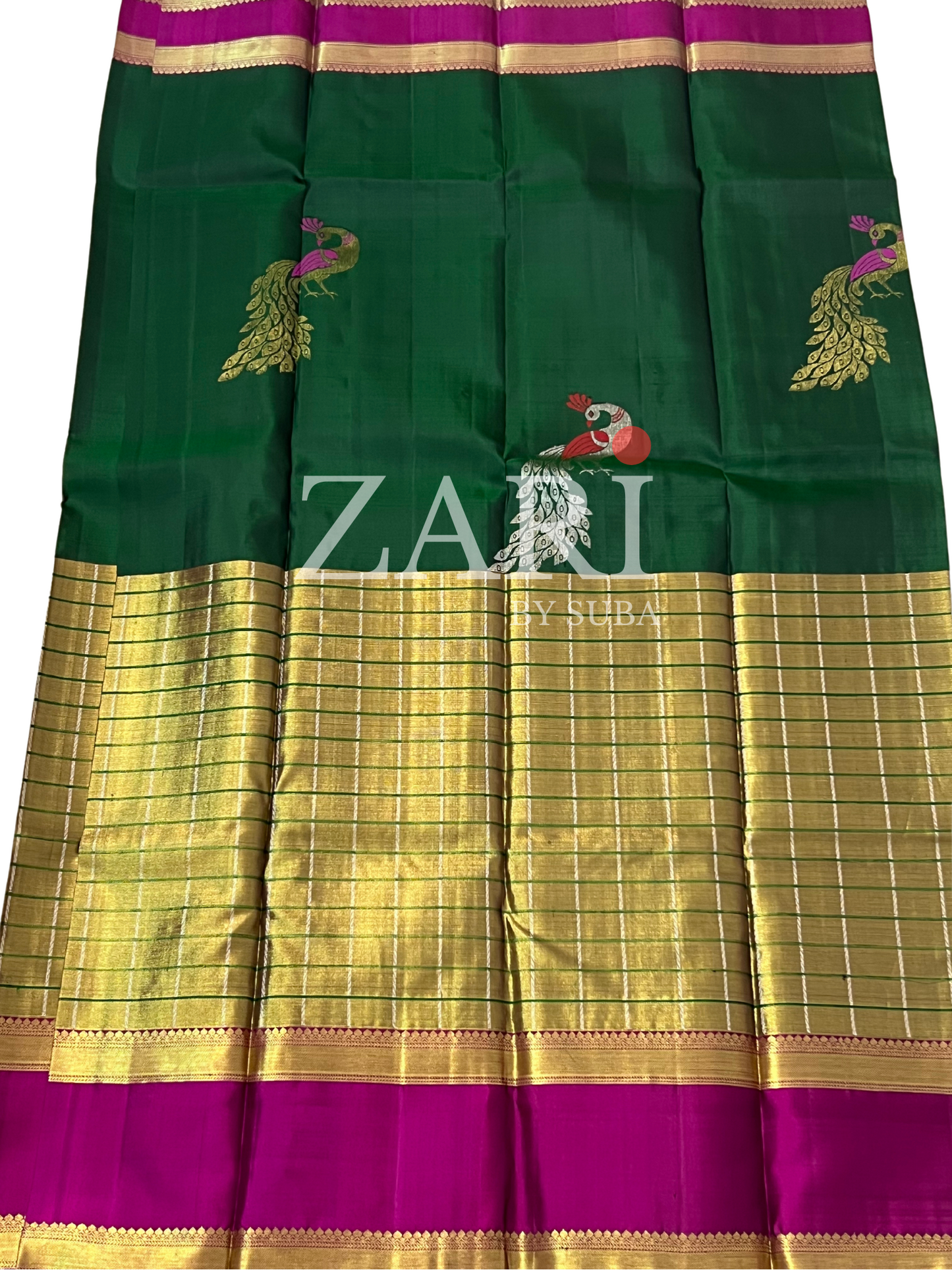 Green - Half and Half - Pure Kanchipuram Silk Saree