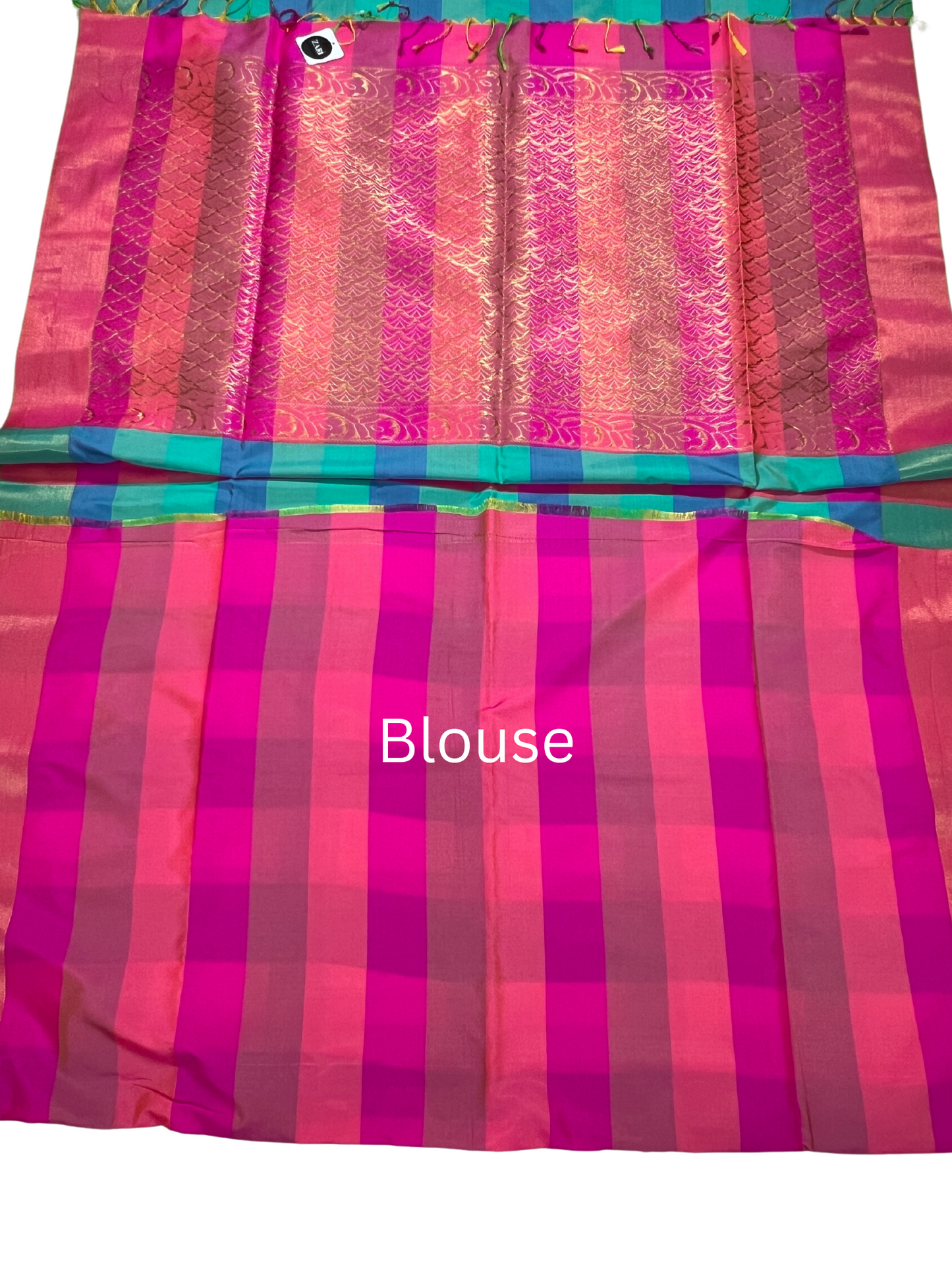 Palum Pazhamum checks with Pink Pallu - Semi Kanchipuram Saree