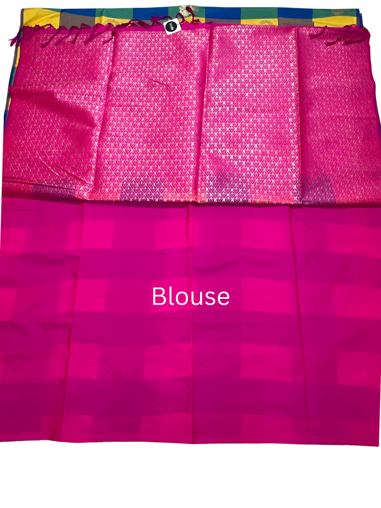 Palum Pazhamum checks in Yellow with Pink Pallu - Semi Kanchipuram Saree