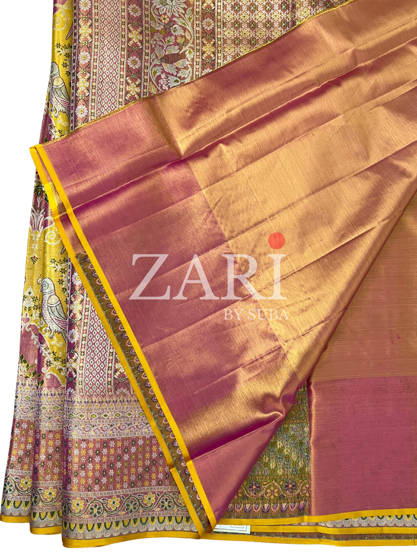 Yellow - Parrot - Pure Kanchipuram Designer Silk Saree