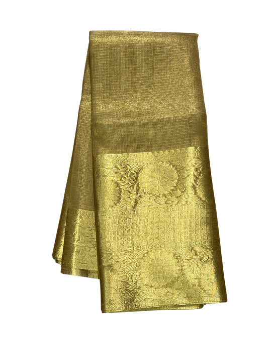 Gold - Semi Kanchi Tissue Saree