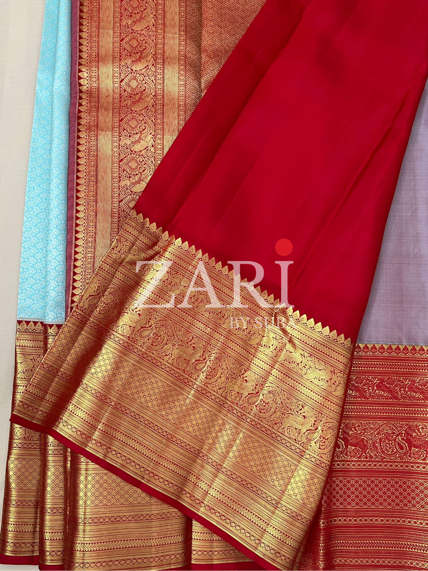 Blue and Red - Pure Kanchipuram Silk Saree