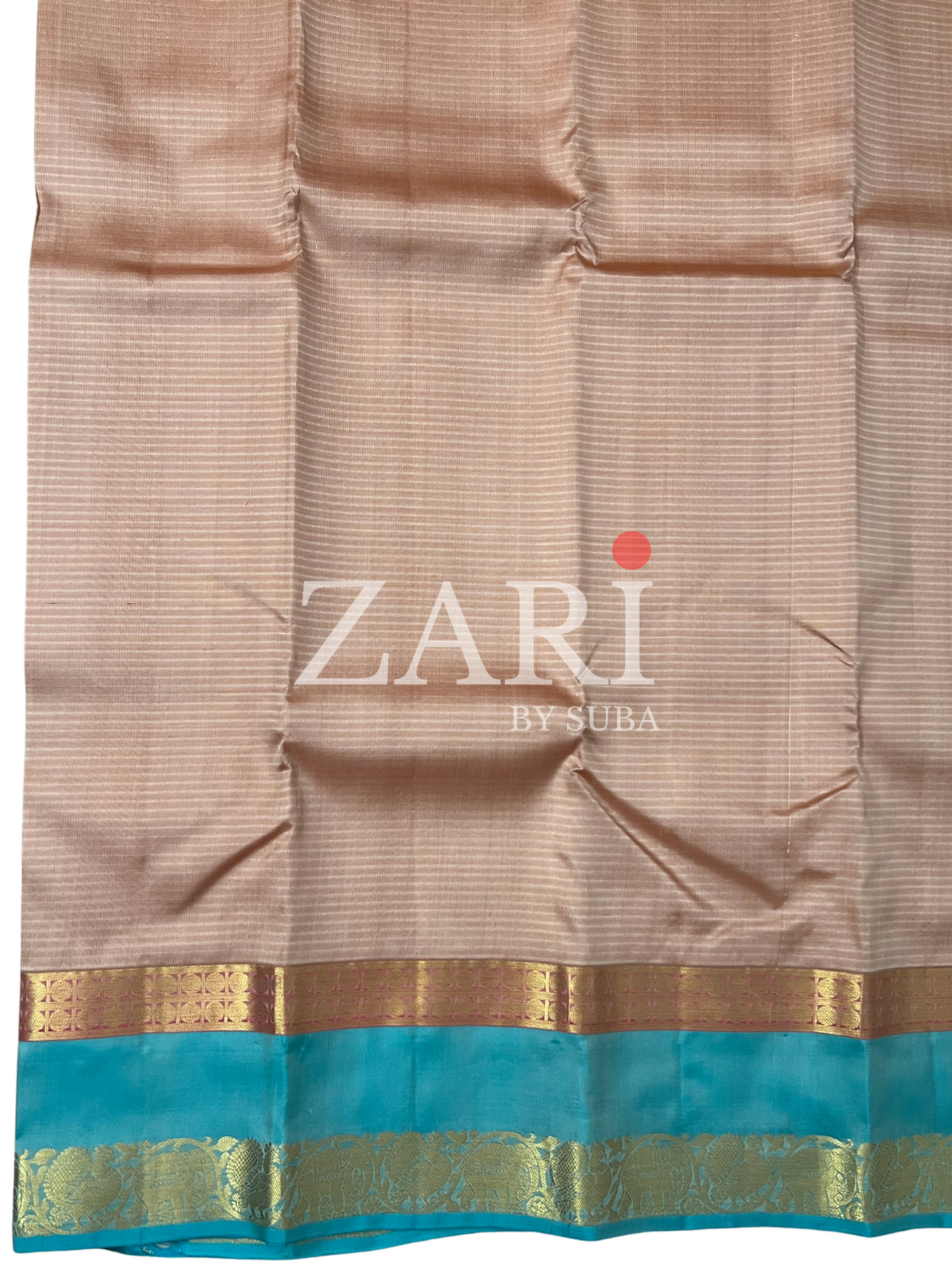 Biscuit color - Gap Border - Pure Kanchipuram Silk Saree