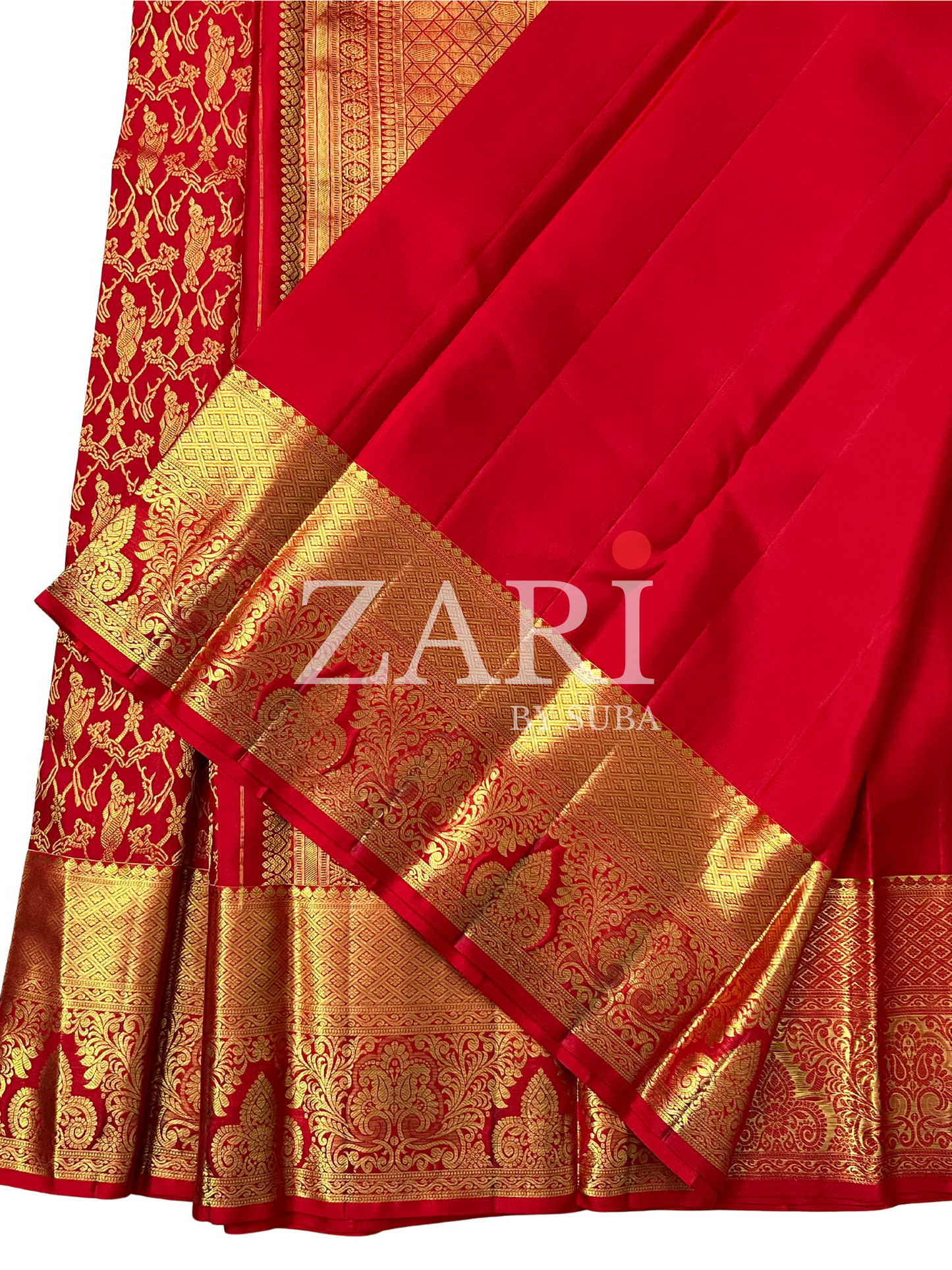 Chilli Red & Gold - Krishna - Pure Kanchipuram Silk Saree