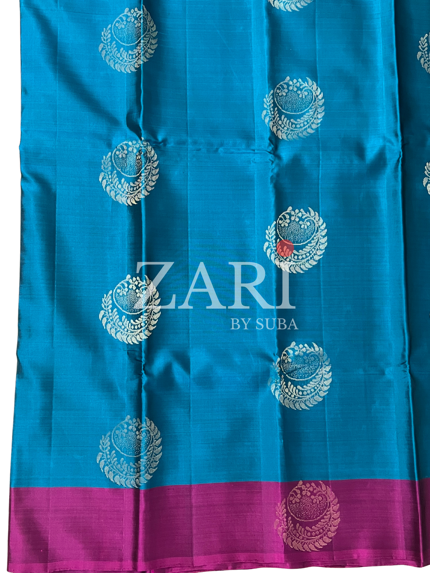 Peacock Blue and Pink - Pure Kanchipuram Soft Silk Saree