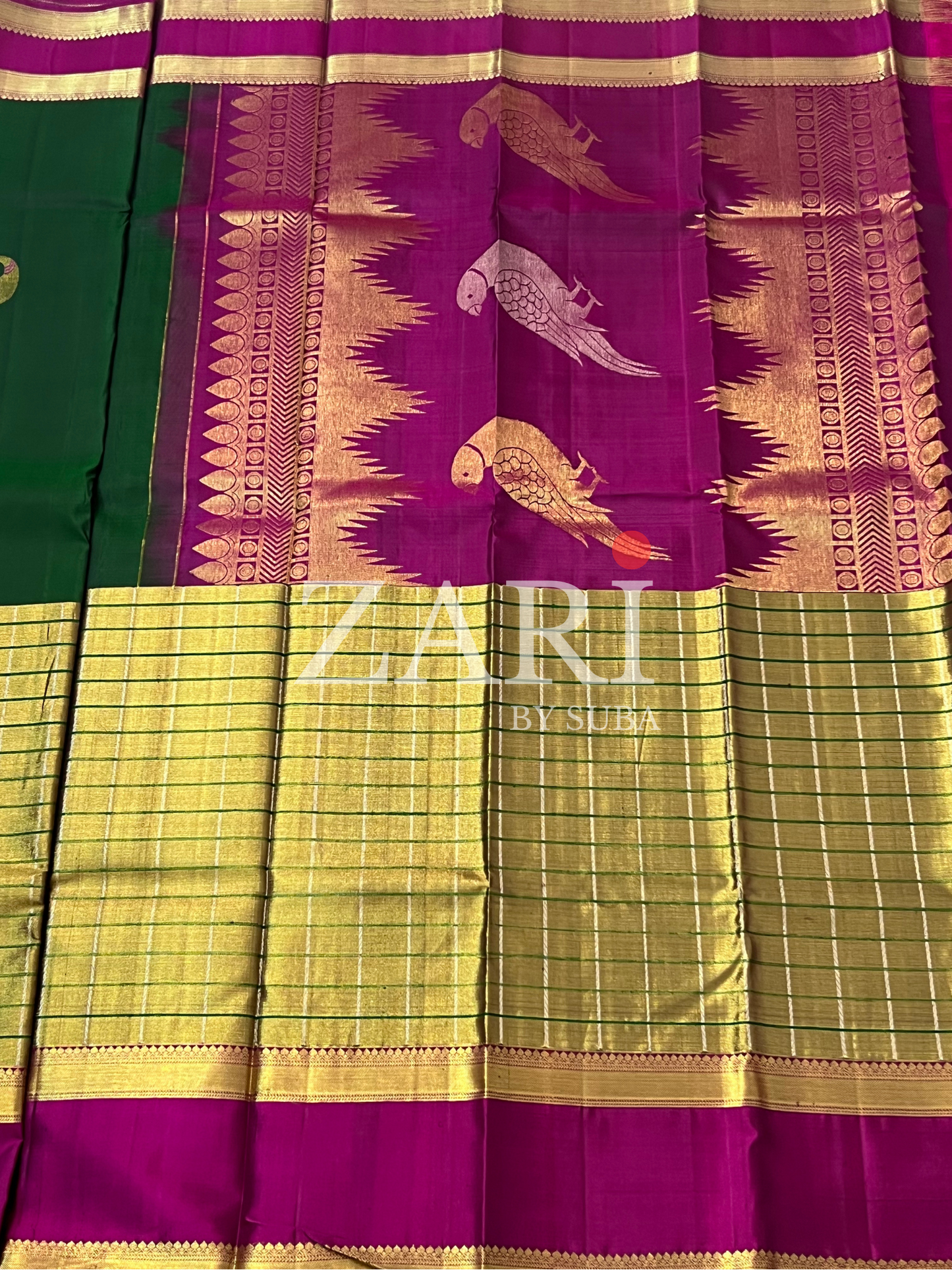 Green - Half and Half - Pure Kanchipuram Silk Saree