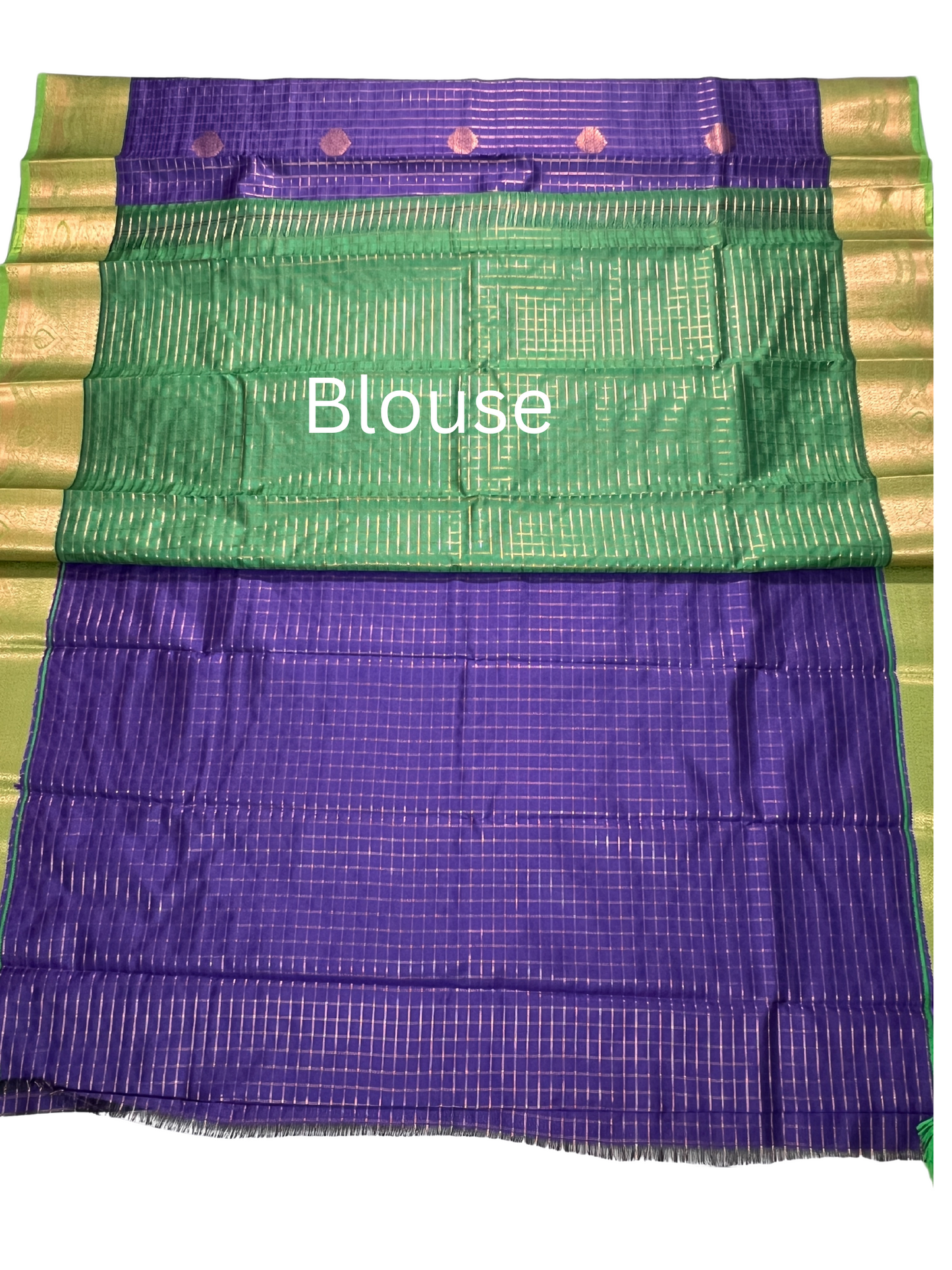 Purple and Green - Kattam - Semi Kanchipuram Saree