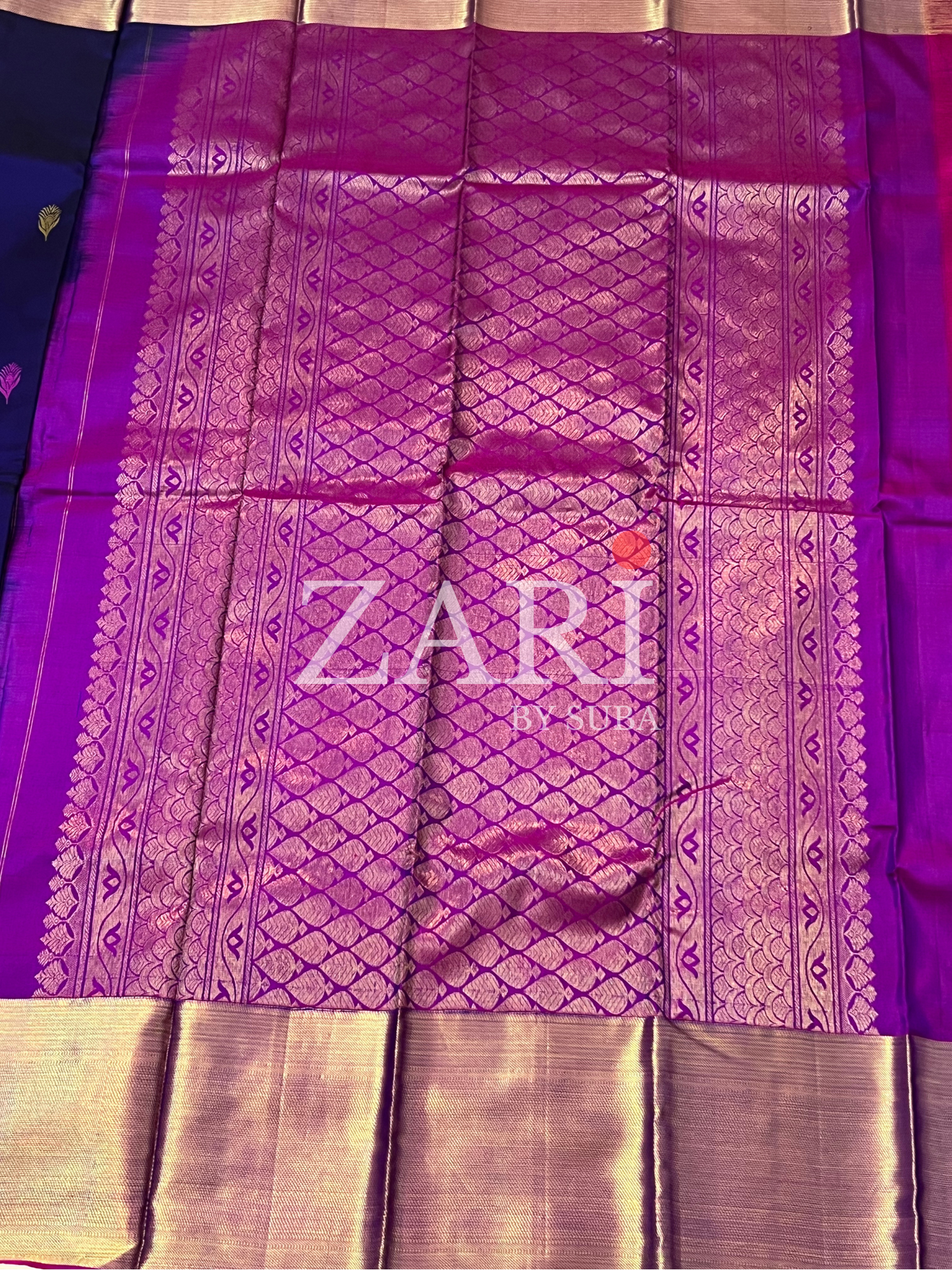 Purple and Pink - Deer - Pure Kanchipuram Soft Silk Saree