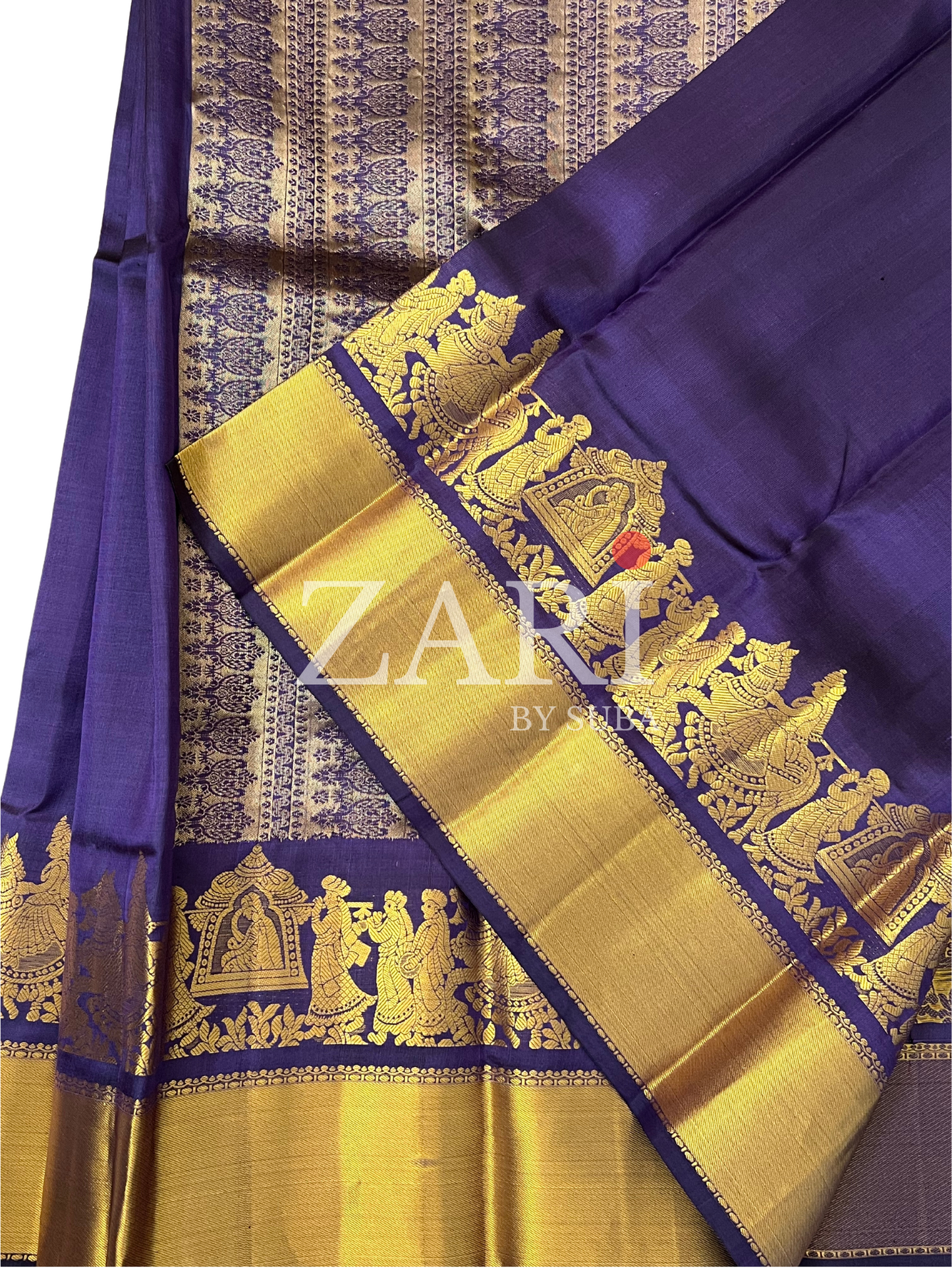 Purple - Pallaku - Pure Kanchipuram Silk Saree