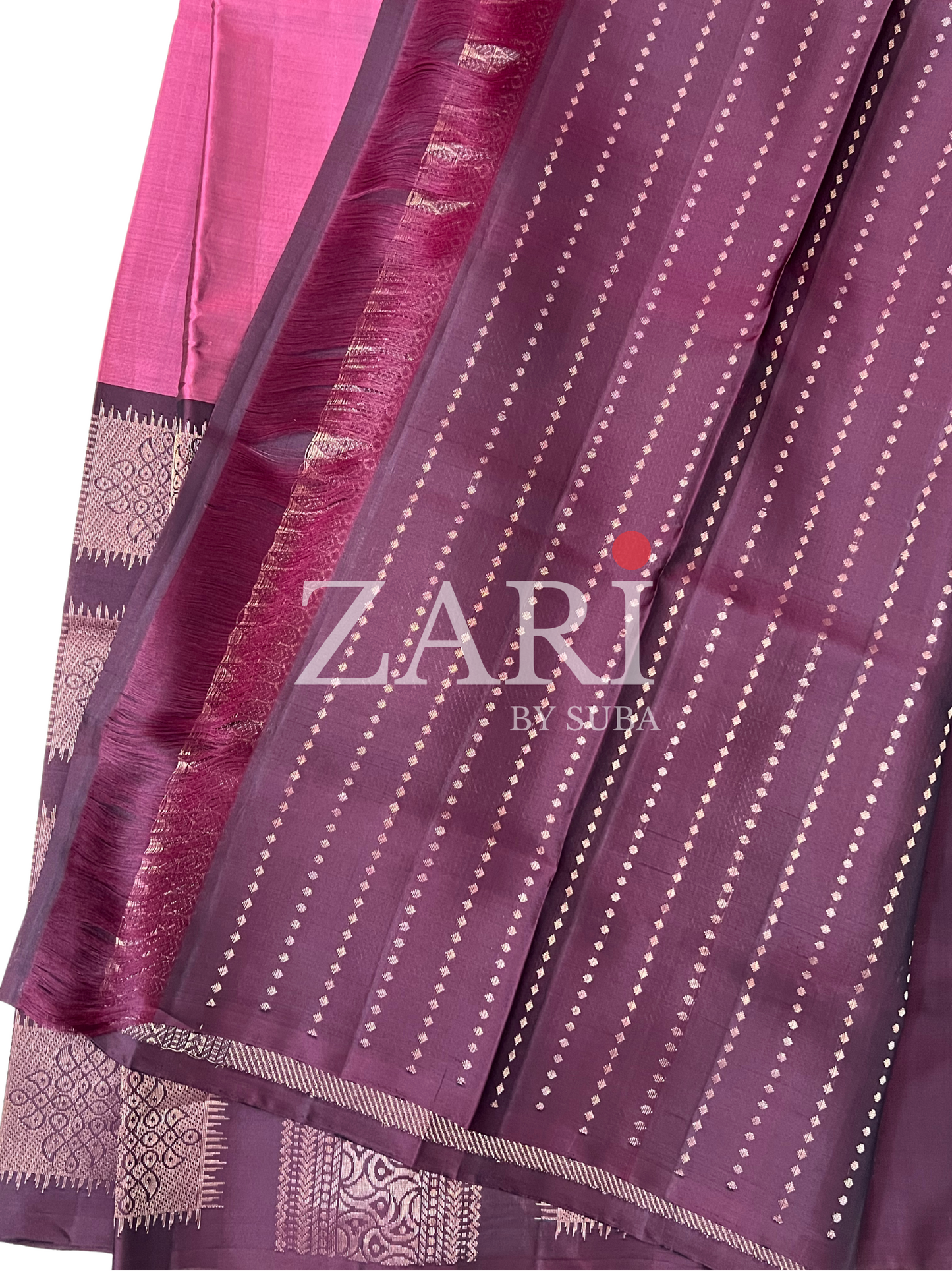 Wine Red - Kolam - Pure Kanchipuram Soft Silk Saree