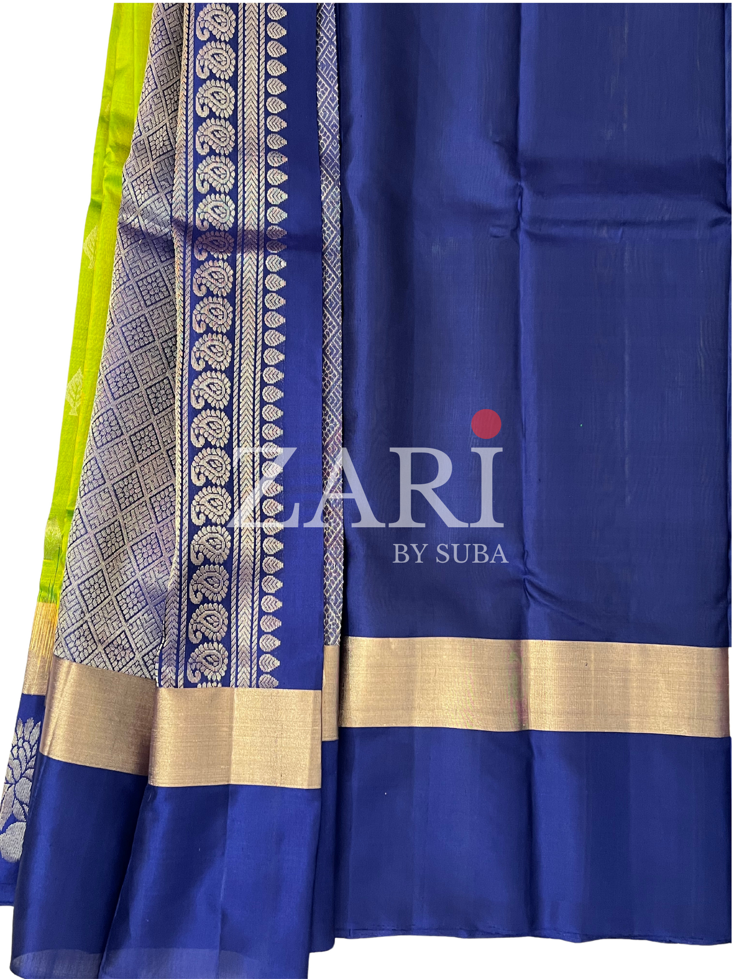 Green and Blue - Pure Kanchipuram Soft Silk Saree