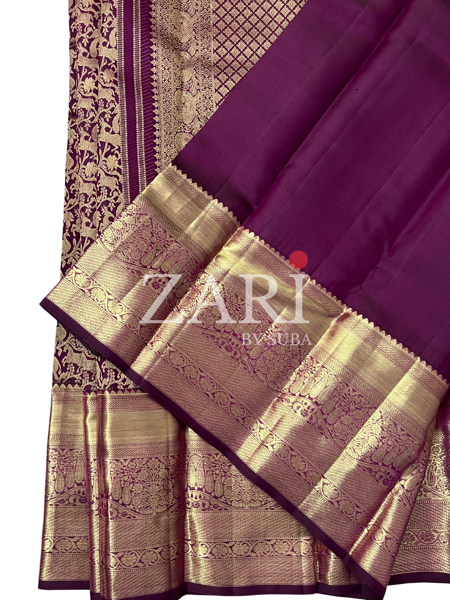 Deep Purple & Gold - Vanam - Pure Kanchipuram Silk Saree