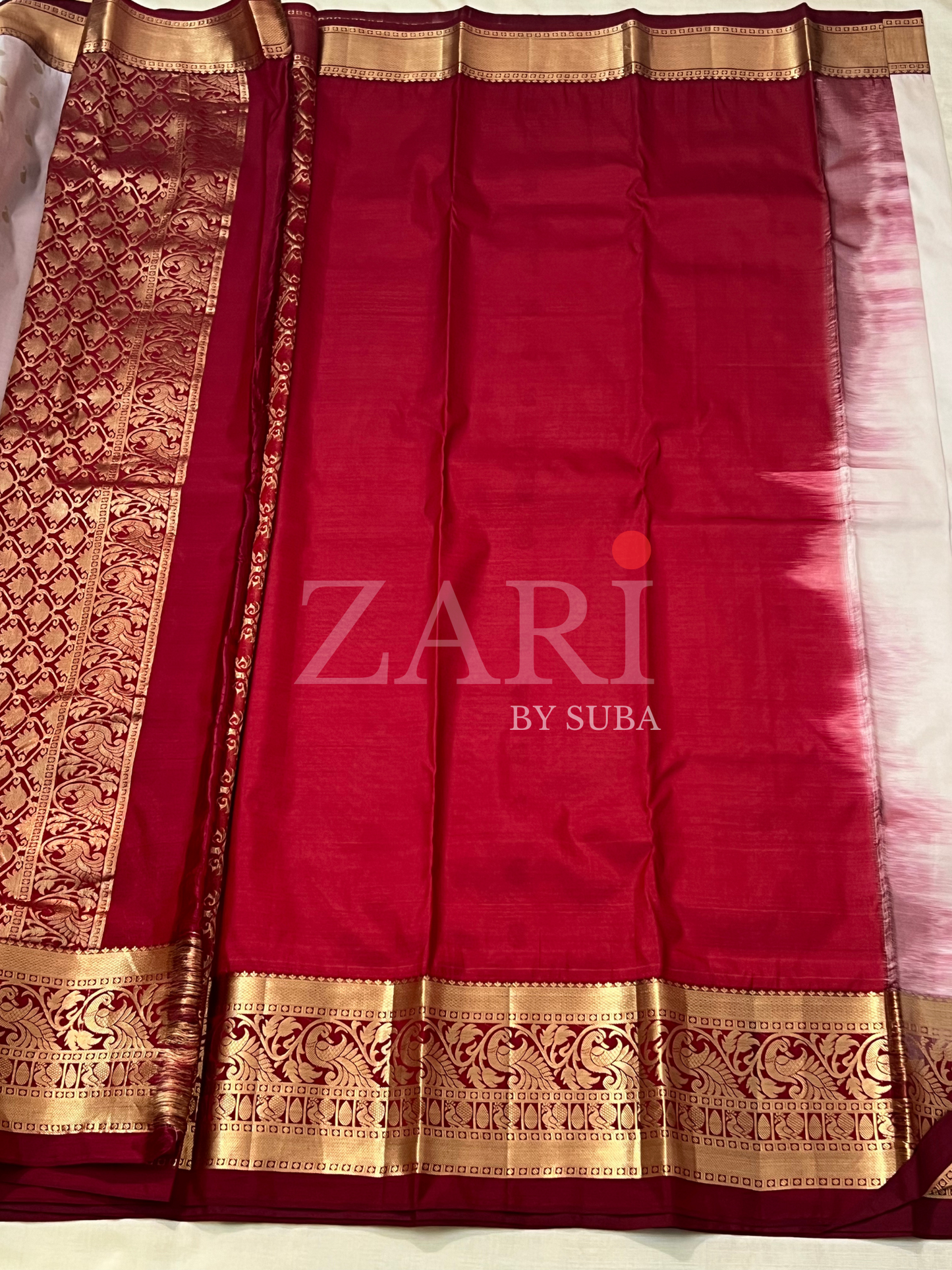 White and Red - Pure Kanchipuram Silk Saree