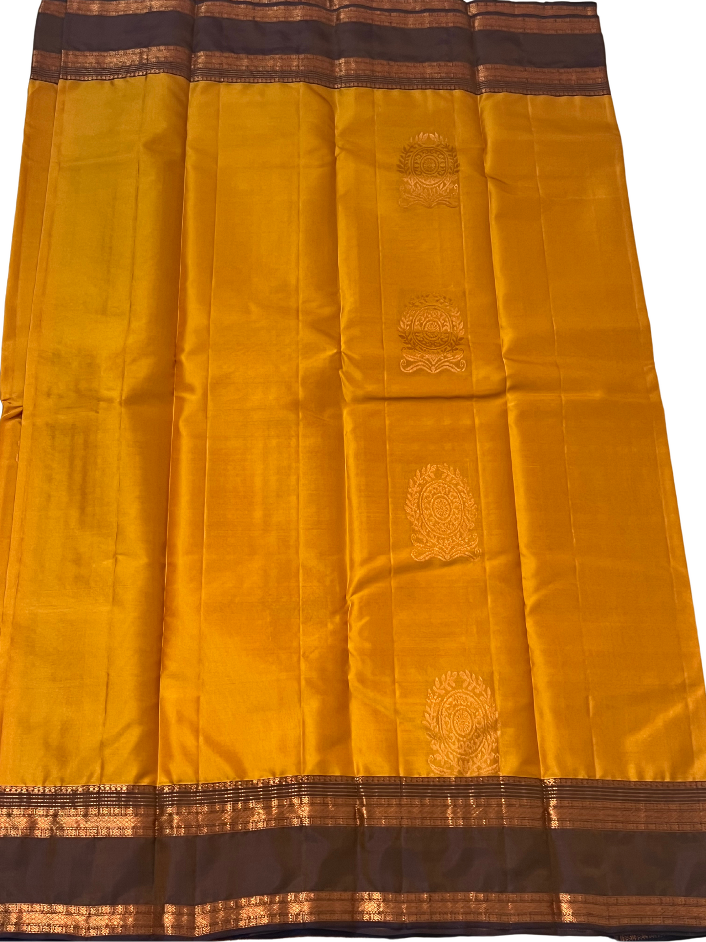 Mustard yellow & Blue - Kanchipuram Silk Saree