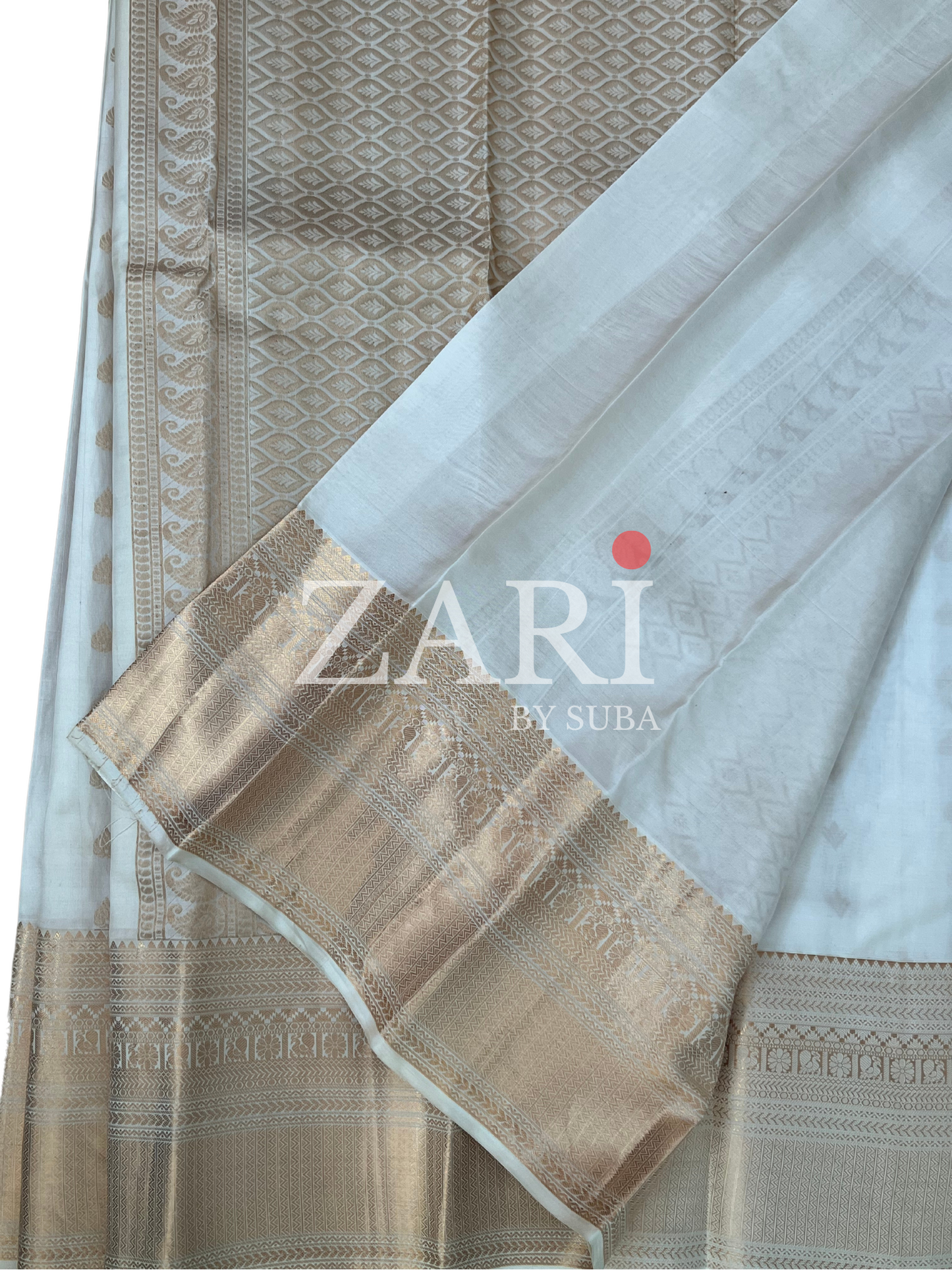 Off White and Gold - Pure Kanchipuram Silk Saree