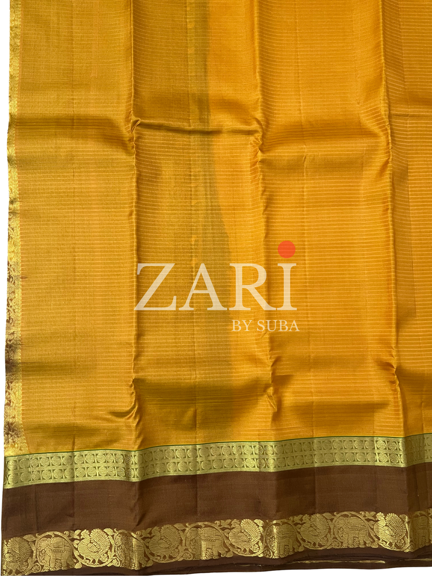 Mustard Yellow - Gap Border - Pure Kanchipuram Silk Saree