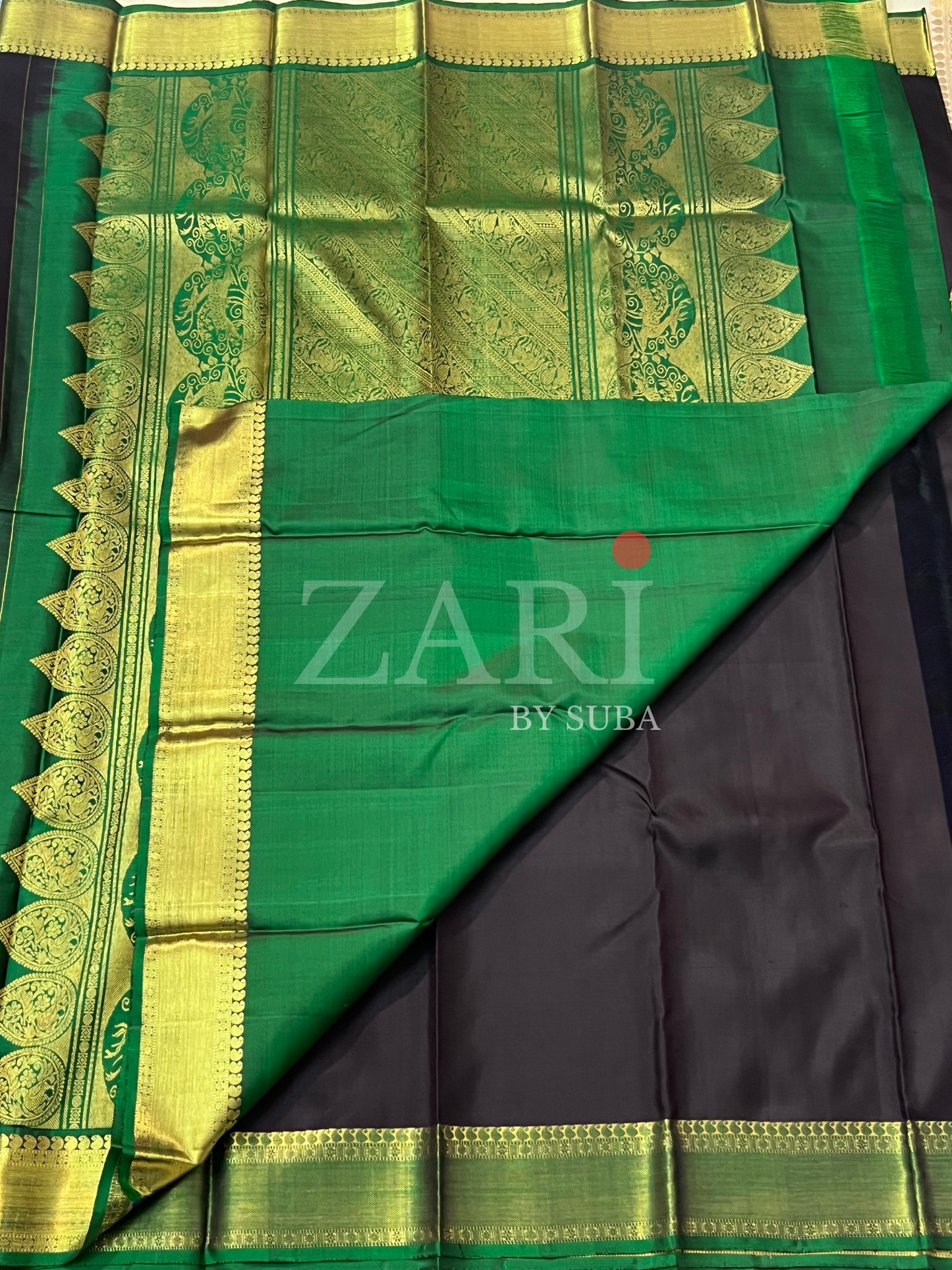 Black - Varana - Pure Kanchipuram Silk Saree